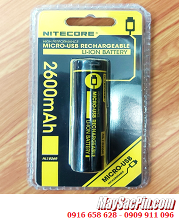 Nitecore NL1826R _ Pin sạc 18650 Li-ion 3.7v Nitecore NL1826R 2600mAh 9.62Wh (Pin có cổng sạc USB Type C)